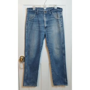 Rustler Medium Acid Wash Denim Mid Rise Straight Leg Jeans Workwear Size 36x30